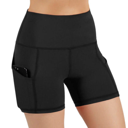 High Waist Athletic Shorts with Hip Pockets