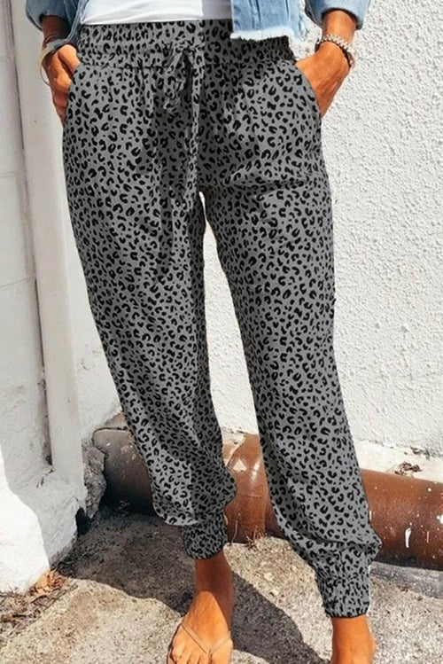 Breezy Leopard Joggers Gray