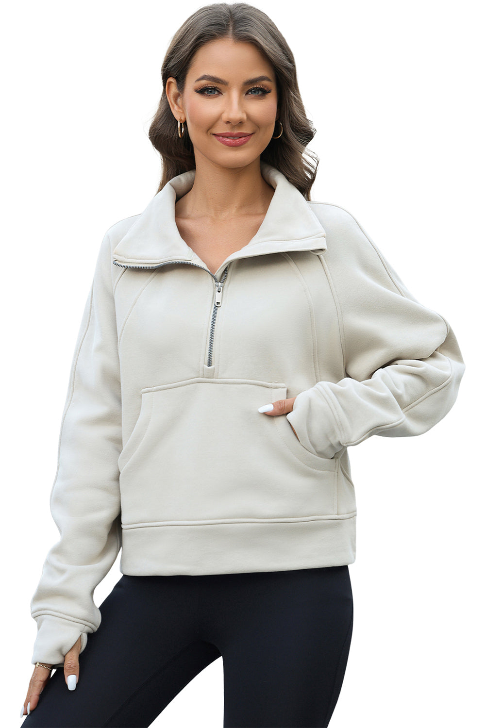 Half Zipper Kangaroo Pocket Sweatshirt