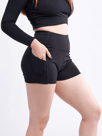 High Waist Athletic Shorts with Side Pockets