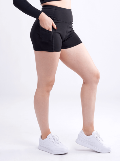 High Waist Athletic Shorts with Side Pockets