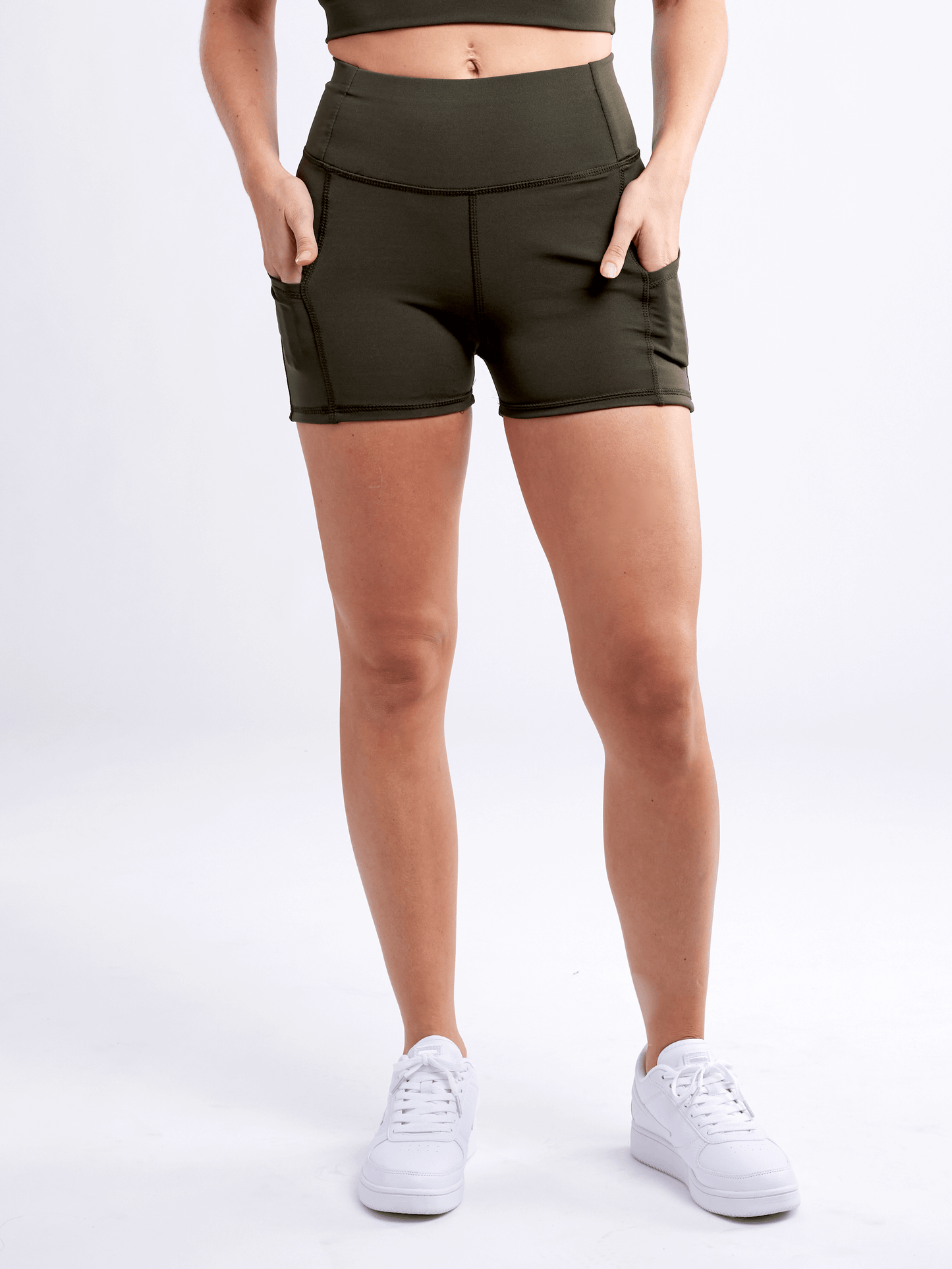 High Waist Athletic Shorts with Side Pockets