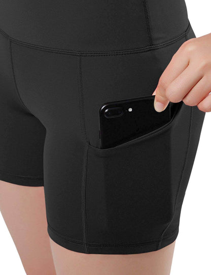 High Waist Athletic Shorts with Hip Pockets