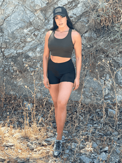 High Waist Athletic Shorts with Side Pockets