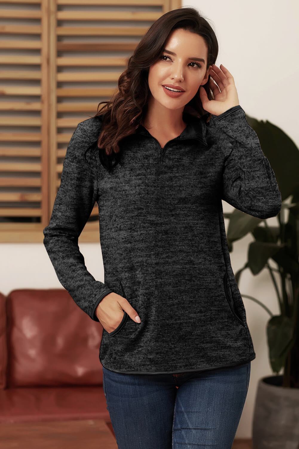 Quarter Zip Pullover Sweatshirt