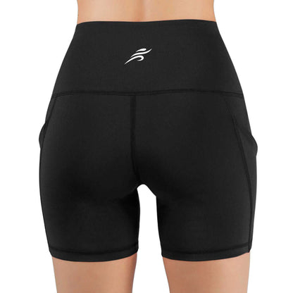 High Waist Athletic Shorts with Hip Pockets