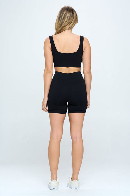 Seamless Ribbed Tank Top & Biker Shorts