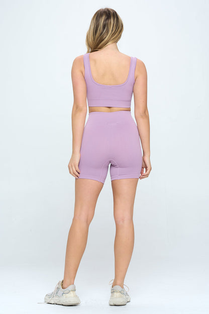 Seamless Ribbed Tank Top & Biker Shorts