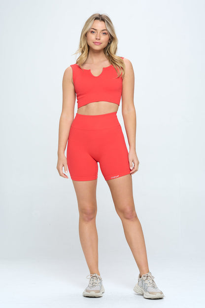 Seamless Ribbed Tank Top & Biker Shorts