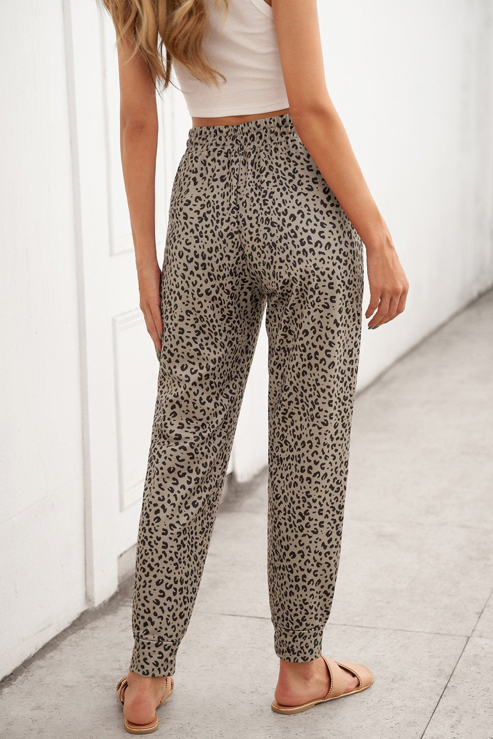 Breezy Leopard Joggers Khaki