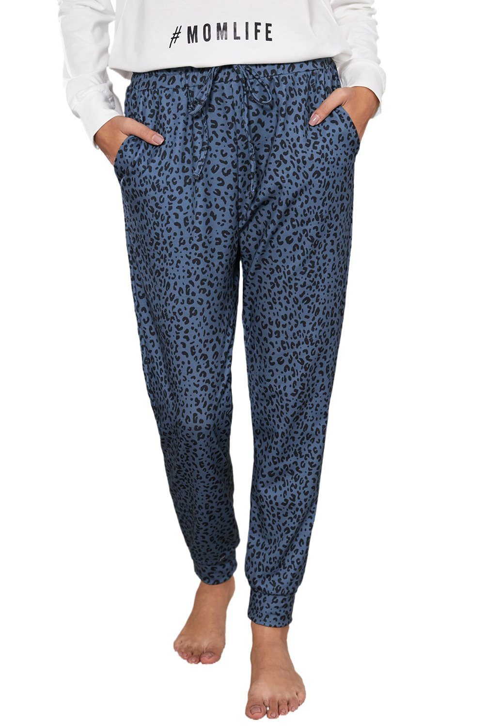 Breezy Leopard Joggers Blue