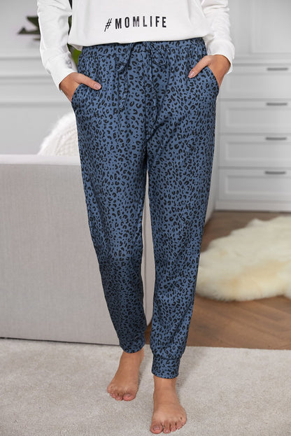 Breezy Leopard Joggers Blue