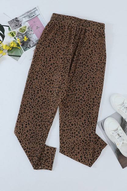 Breezy Leopard Joggers Brown