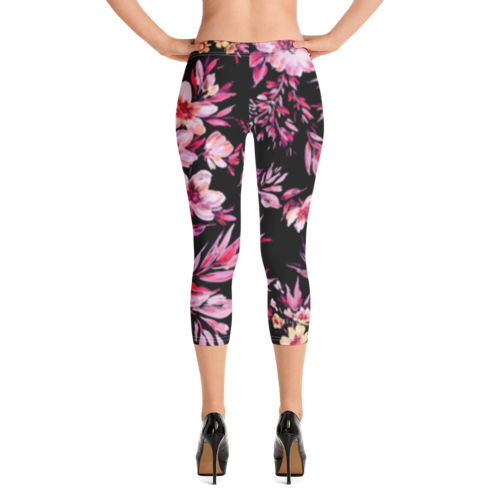 Flowers Print Capri Leggings