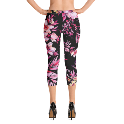 Flowers Print Capri Leggings