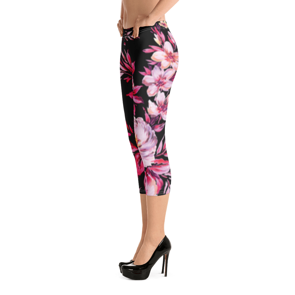 Flowers Print Capri Leggings