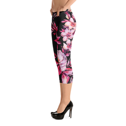 Flowers Print Capri Leggings