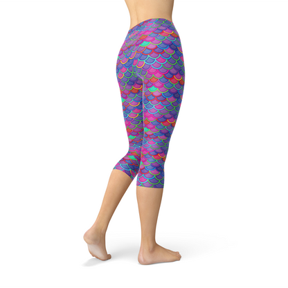 Purple & Pink Mermaid Capri Leggings