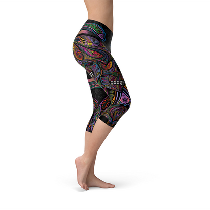 Sugar Skull Capri Leggings