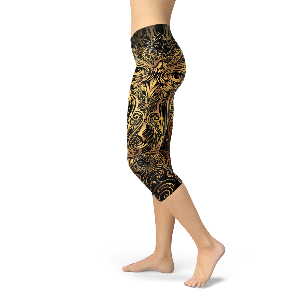 Golden Ornament Owl Capri Leggings