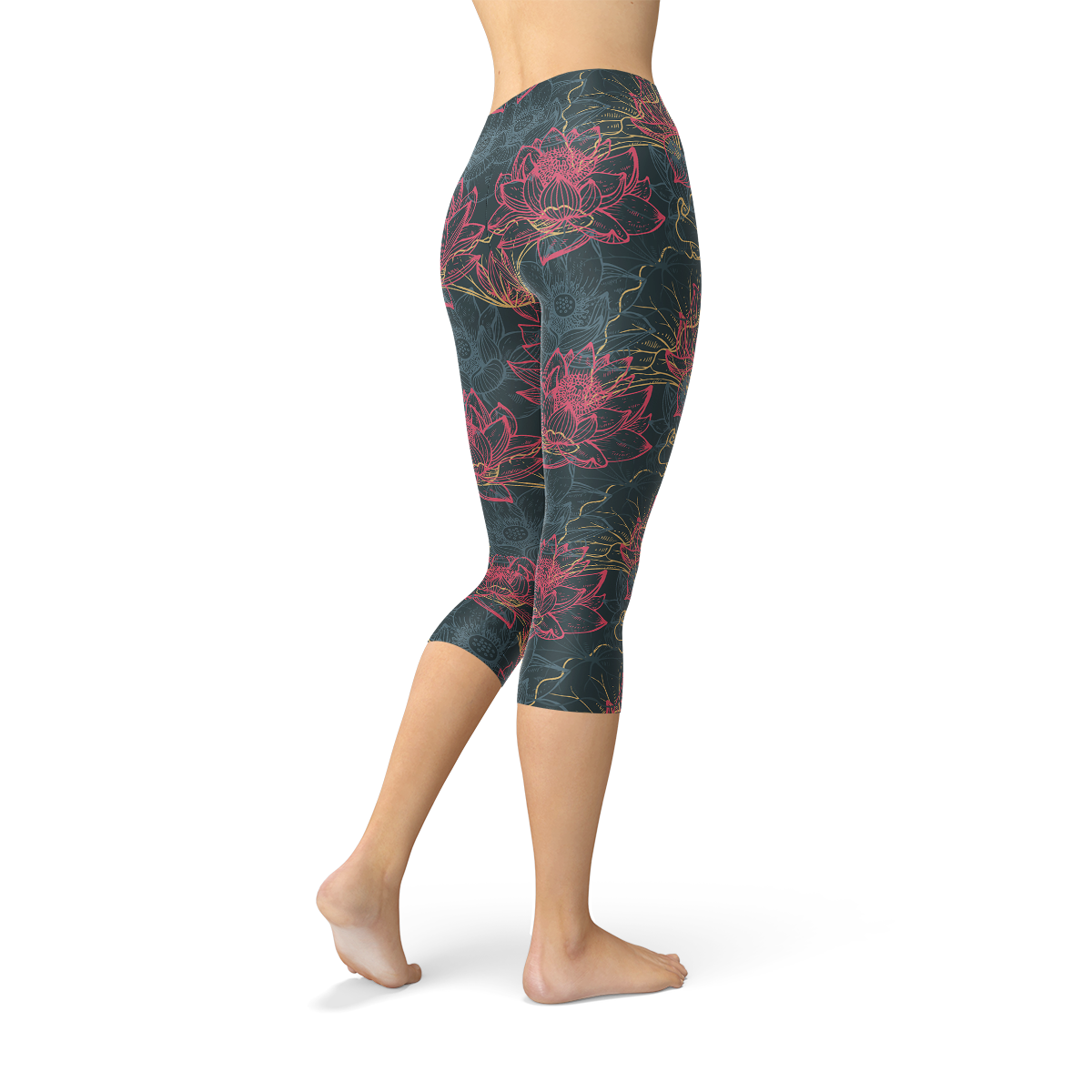 Floral Lotus Capri Leggings