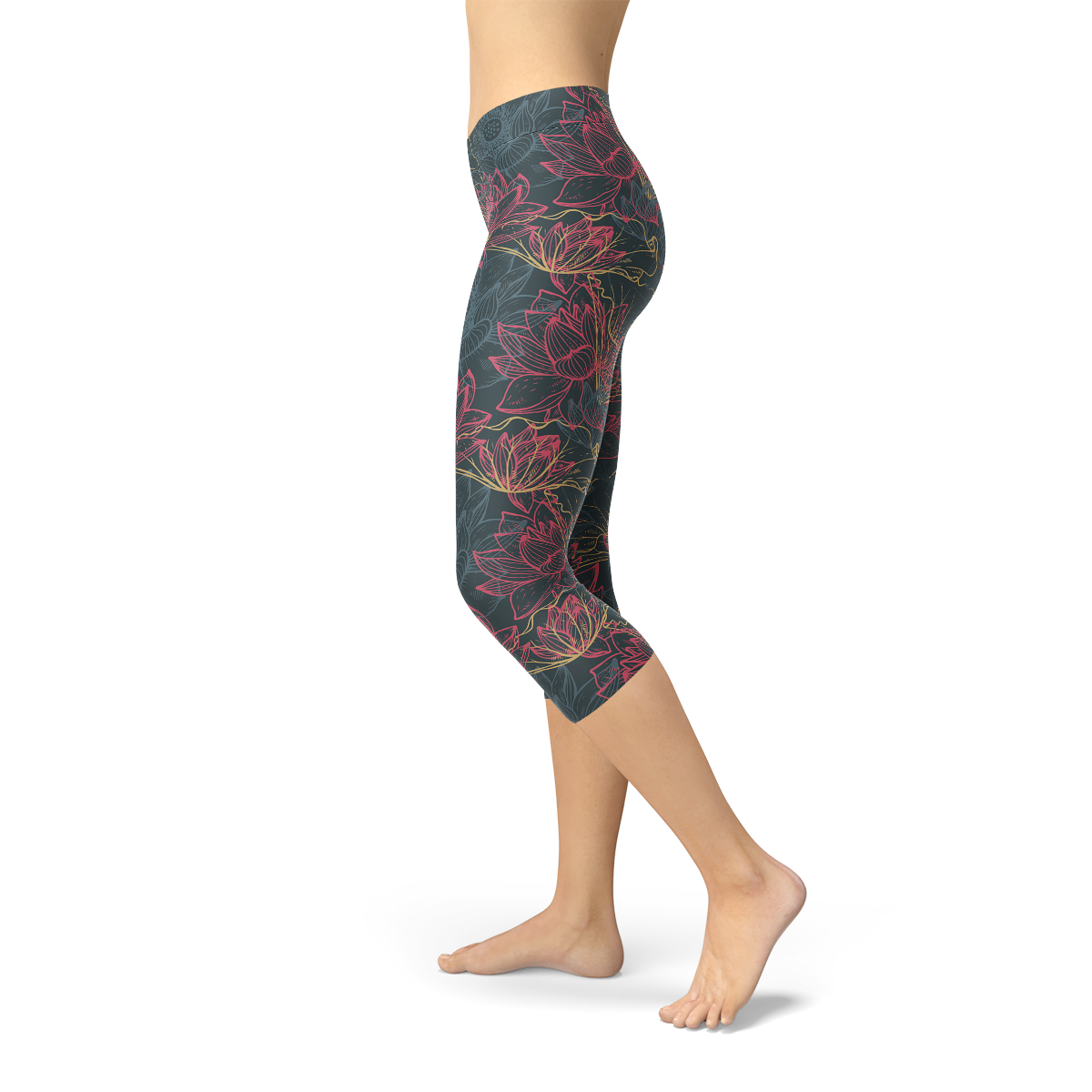 Floral Lotus Capri Leggings