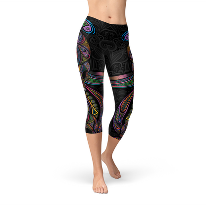 Sugar Skull Capri Leggings