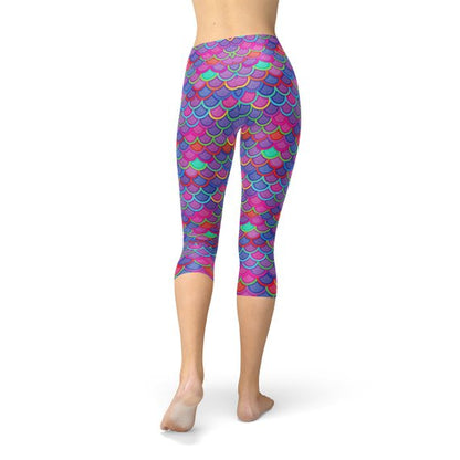 Purple & Pink Mermaid Capri Leggings