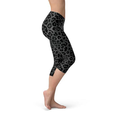 Black Leopard Spots Capri Leggings