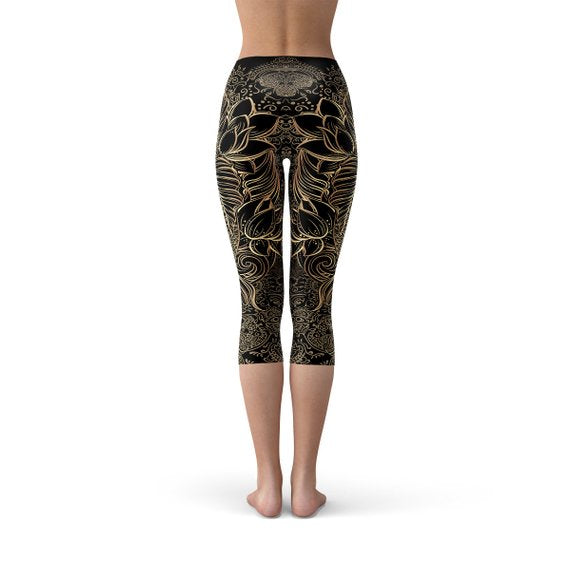 Koi Fish Black Capri Leggings