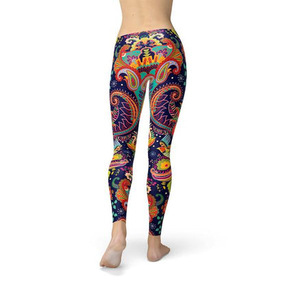 Ornamental Blue Paisley Leggings