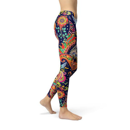 Ornamental Blue Paisley Leggings